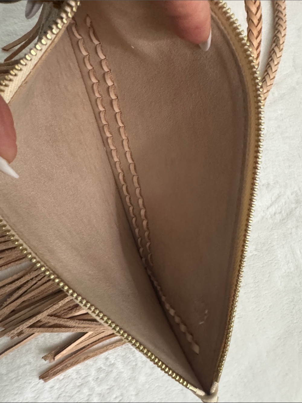 Louis Vuitton Rose Trianon Nomad-
Blanca Beige & Tan Fringe Leather Crossbody - Picture 13 of 14